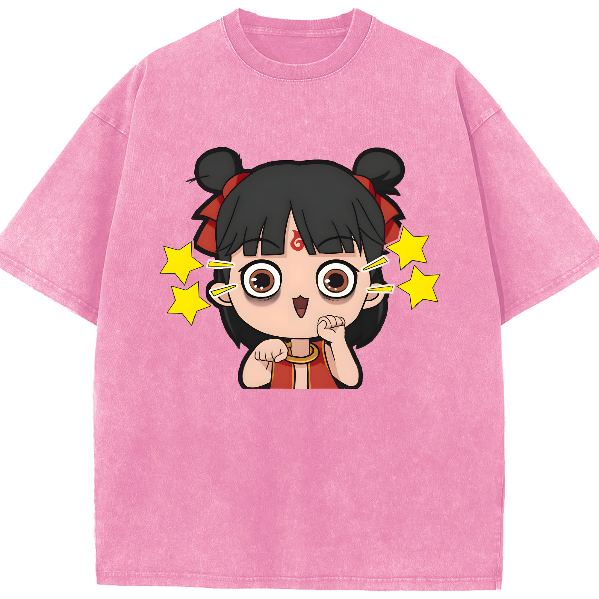（画像用） Ne Zha 2 ナタ 魔童の大暴れ 綿100% ヴィンテージ風 半袖Tシャツ（フロントプリント）